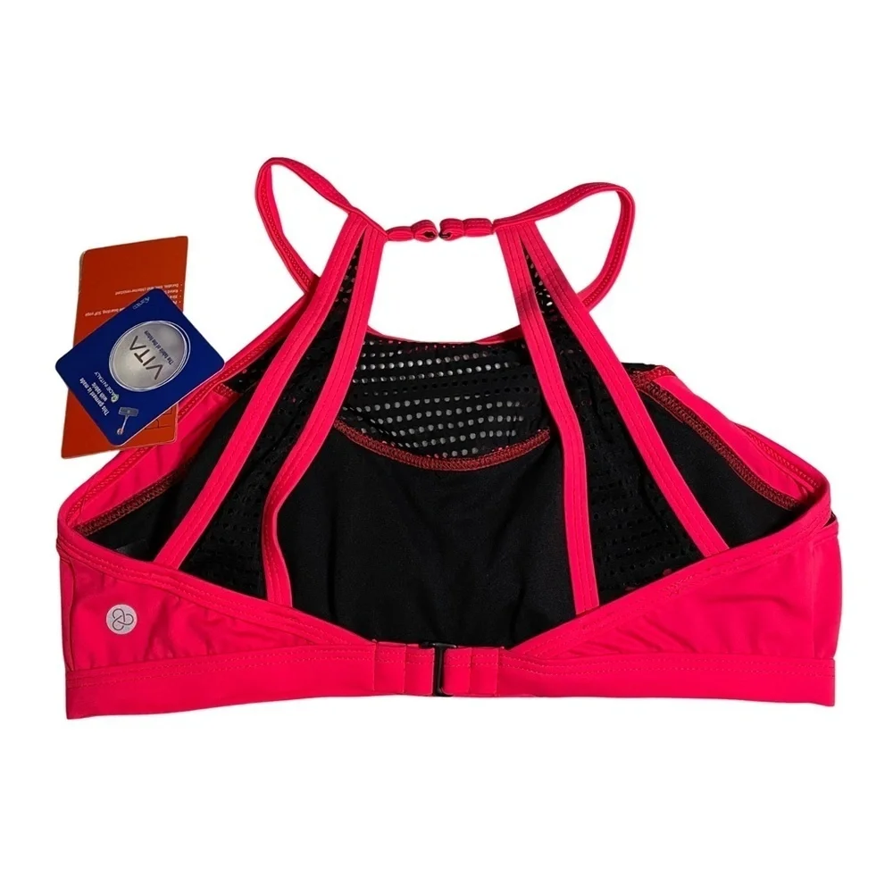 NWT Zella Performance Workout/Swim Neon Red Perforated Mesh Sports Bra Sz. S